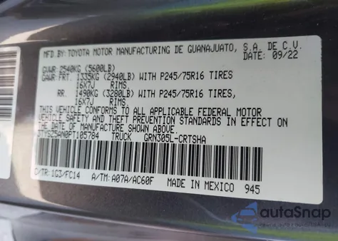 2023 Toyota Tacoma Sr5 V6 from USA, damaged, VIN 3TYSZ5AN0PT105784